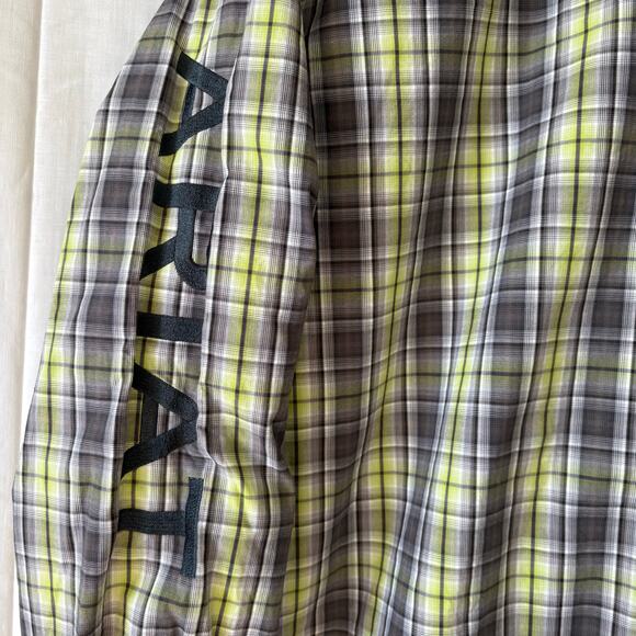 Ariat Pro Series Green Gray Plaid Long Sleeve Button Down Shirt Large - Picture 2 of 8